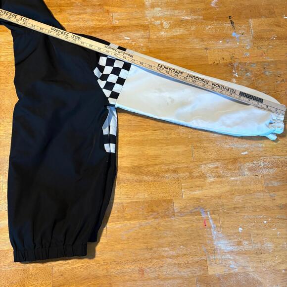 Cali 1850 Jacket Womens Medium Black White Checkerboard Hooded Wind Y2K Retros - Picture 6 of 7